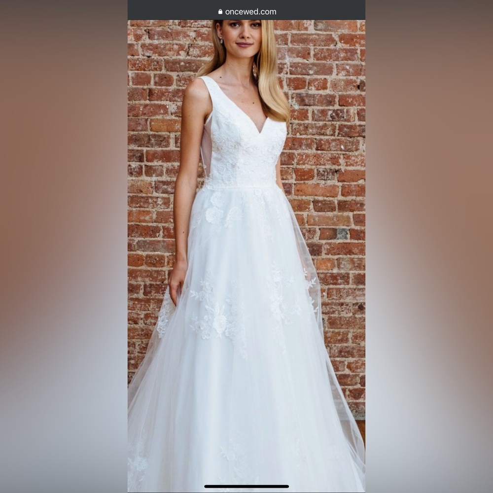 Wedding dress with sheer sides + veil